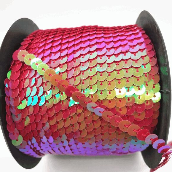 1 Roll of Shiny AB Salmon Fuscia Pink Magenta Sequin Trim 100 Yards 6mm - Brand - Picture 2 of 4